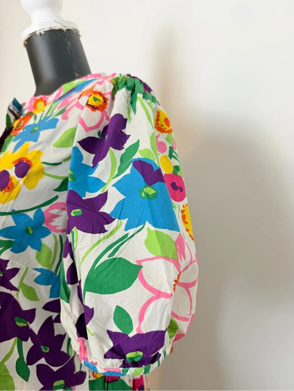 J. Crew Colorful Floral Puff-Sleeve Midi Dress Size 14